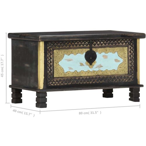 vidaXL Skrinja za shranjevanje črna 80x40x45 cm trden mangov les Cene