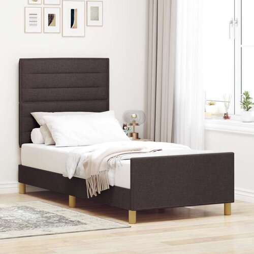  Postelja Temno Rjava 90x200 cm Tkanina, (22049348) Slike