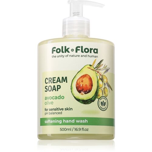 Folk & Flora Avocado & Olive tekoče milo za občutljivo kožo 500 ml Cene
