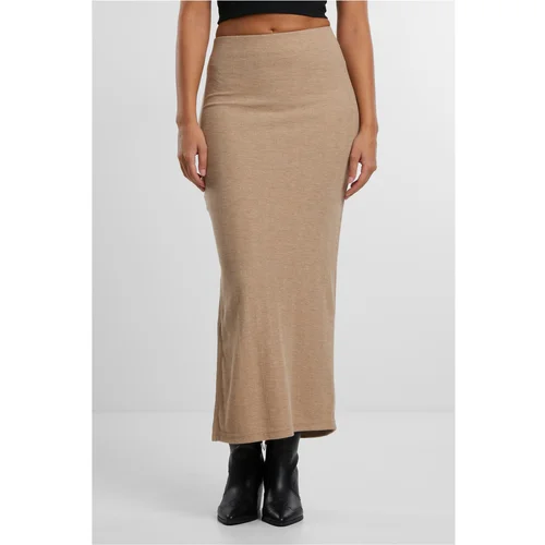 Urban Classics Women's ribbed skirt with high slit beige