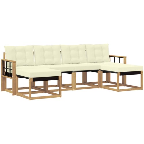  Set vanjskih sofa 6 kom. Bijela i krem Smeđa 249 x 122,5 x 73 cm Slike