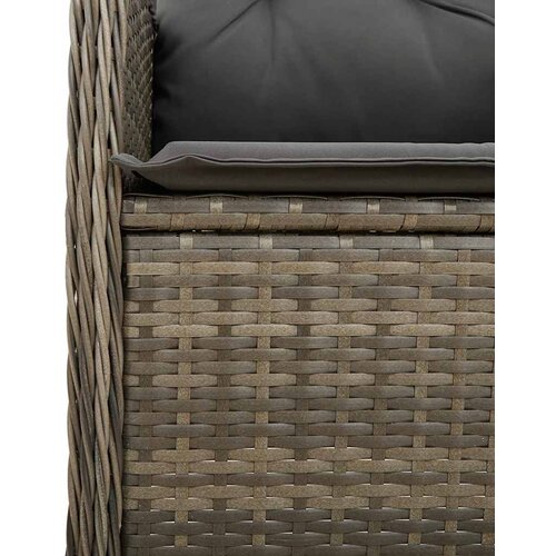  5-dijelni vrtni bistro set od poliratana s jastucima sivi Siva 150 x 90 x 75 cm Slike