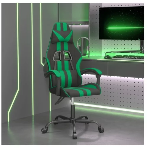  Vrtljiv gaming stol črno in zeleno umetno usnje