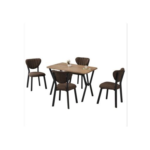 Hanah home Trpezarijski sto i stolice Elma, Braon-bež Slike