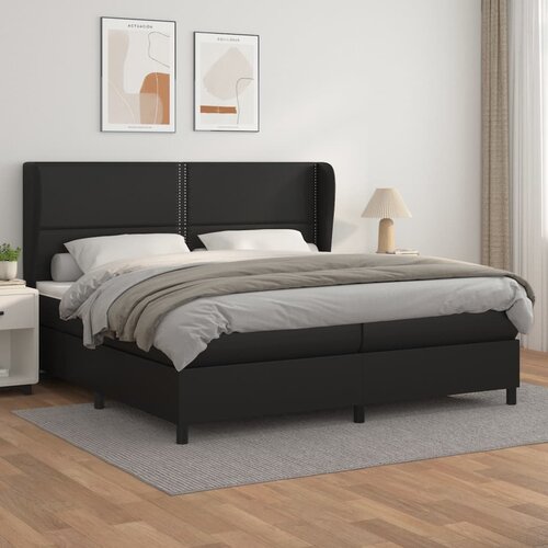 The Living Store Box spring postelja z vzmetnico črna 200x200 cm umetno usnje - Box Spring Postelja, (21518620) Cene