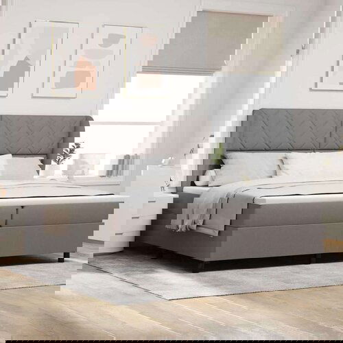 Box spring krevet Sivo-smeđa 200 x 200 cm tkanina Slike