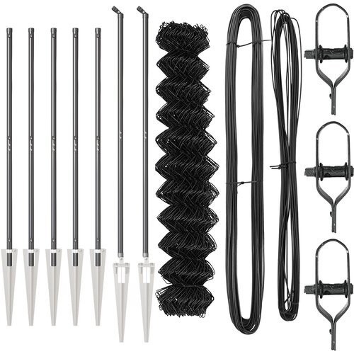 VidaXL Ograja iz verige z 7 žeblji 1.2x10 m Galvanizirano jeklo Slike