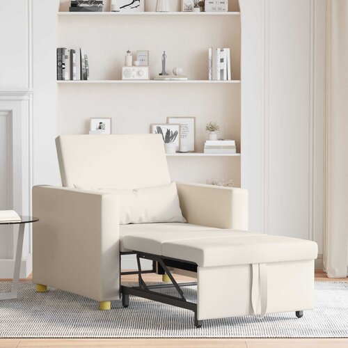 SOFA na razvlačenje Singl Krem bijelo 90 x 165 x 87 cm tkanina Slike