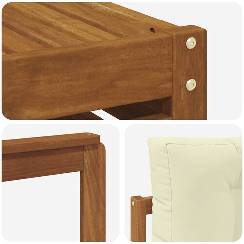  Set vanjskih sofa 10 kom. Prirodna i krem Čvrsto drvo akacije Slike
