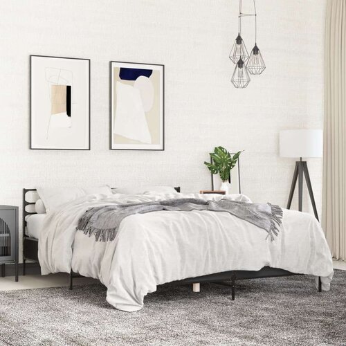  Okvir za krevet crni 150x200 cm konstruirano drvo i metal Slike
