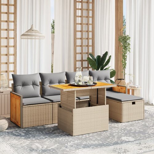 vidaXL 6-dijelni set vrtnih sofa s jastucima bež od poliratana Cijene