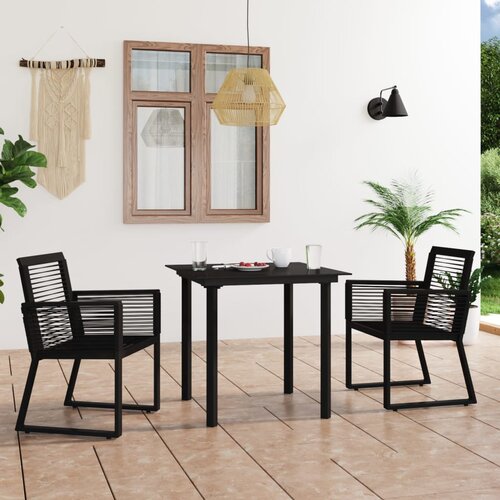 The Living Store Zunanja jedilna garnitura 3-delna PVC ratan črna - Jedilna Garnitura, (21427442) Slike