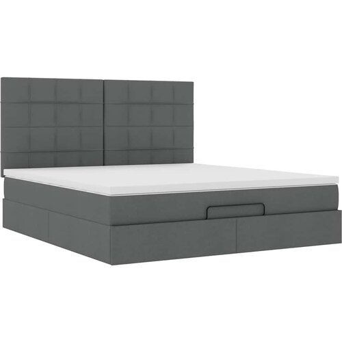 VidaXL Otomanski krevet s madracem i LED tamnosivi 160x200cm tkanine Slike