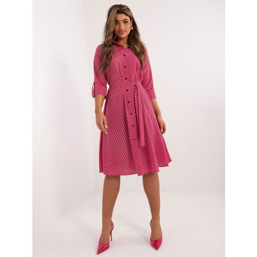 Fashion Hunters Fuchsia midi shirt dress with print Slike