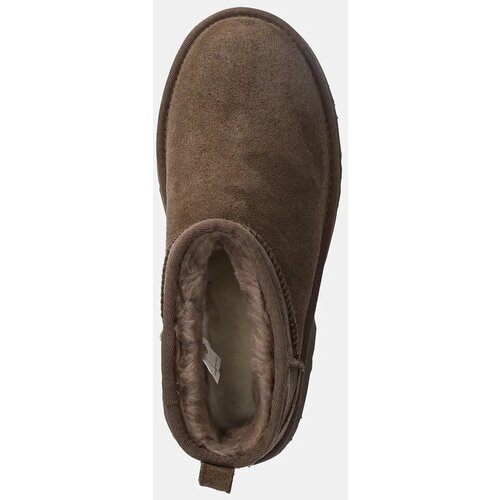 Ugg Gležnječe od bru&amp;scaron;ene kože Classic Ultra Mini New Heights za žene, boja: smeđa, s debelom potpeticom, s toplom podstavom, 1158311-HCK Slike