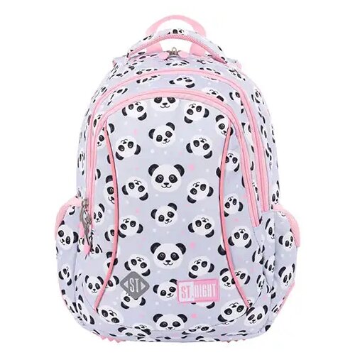 Unipap &Scaron;olska torba, nahrbtnik s tremi predelki St.Right Grey Panda roza-sive barve z motivom pande 39x27x1 Cene