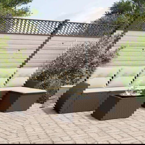 VidaXL 6-dijelni set vrtnih sofa od poliratana s jastucima smeđi Slike