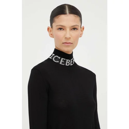 Iceberg Vuneni pulover za žene, boja: crna, lagani, s dolčevitom