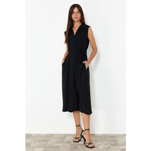 Trendyol Black Sleeveless Shirt with Black Plain Belt Cene