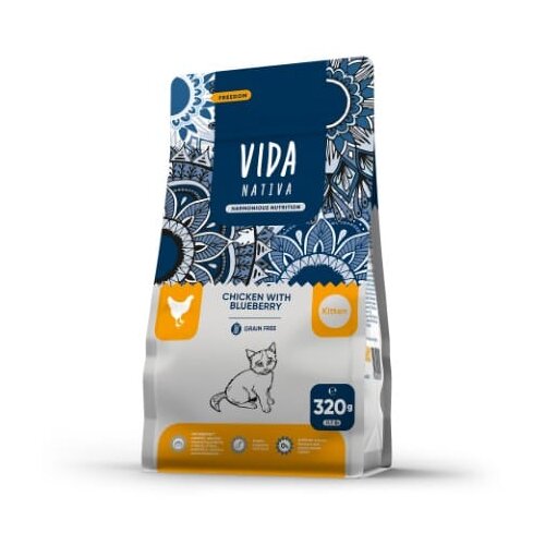 Craftia VIDA NATIVA Suha hrana za mačiće, mačke u gestaciji i laktaciji sa piletinom i borovnicom, 320 g Slike