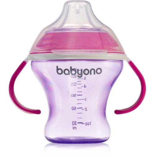 BabyOno Take Care Non-spill Cup with Soft Spout otroški lonček z ročaji Purple 3 m+ 180 ml Cene