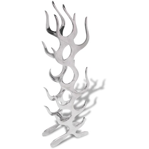 vidaXL stojalo za vino oblika plamena aluminij srebrno za 9 steklenic Cene