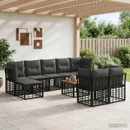  Set vanjskih sofa 10 kom. Crna i tamno siva Poliester Cijene
