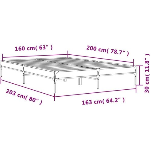 VidaXL okvir za krevet boja hrasta 160x200 cm konstruiran drvo i metal Slike