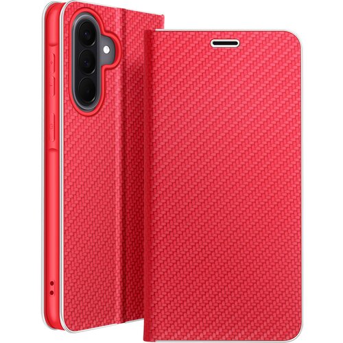AVIZAR Folio etui za Galaxy A57 efekt ogljika s kovinskim okvirjem in žepkom za kartice, Rdeča, (5000273885) Cene