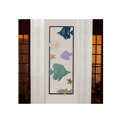 WALLXPERT Zidna dekoracija Akvarij - 2, 32 x 5 x 90 cm, Zlatna boja Slike
