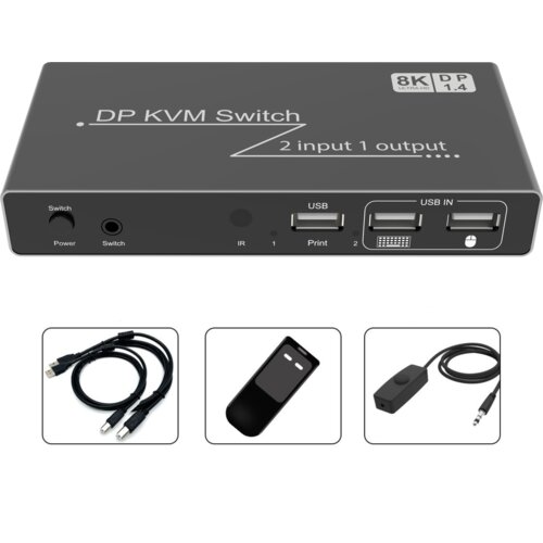 INF 2 v 1 izhod DP DisplayPort KVM stikalo 8K 60Hz, (21537447) Slike