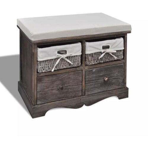 VidaXL Klop s prostorom za shranjevanje rjava 62x33x42 cm pavlovnija Slike