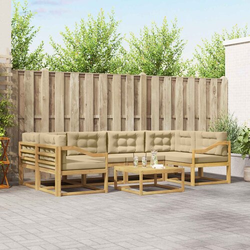  Set vanjskih sofa 5 kom. Bijela i bež Slike
