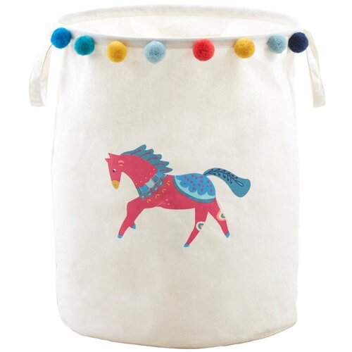 Premier Housewares Bela tekstilna otro&amp;scaron;ka &amp;scaron;katla za shranjevanje &amp;oslash; 38x48 cm Mimo Eclectic Horse &amp;ndash; Slike