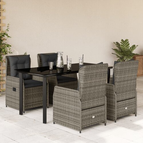  5-dijelni vrtni blagovaonski set sivi od poliratana Siva 160 x 80 x 74 cm Cene