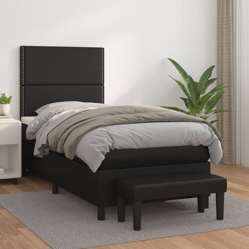  The Living Store Box spring postelja z vzmetnico črna 90x200 cm umetno usnje - Box Spring Postelja, (21501474) Slike