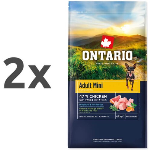 Ontario Adult Mini - pi&scaron;čanec in sladki krompir 2 x 6,5 kg Cene