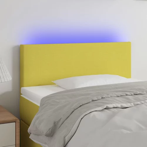 vidaXL LED posteljno vzglavje zeleno 100x5x78/88 cm blago