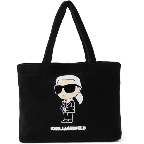 Karl Lagerfeld Nakupovalna torba ' Ikonik 2.0 Beach Terry' črna / bela