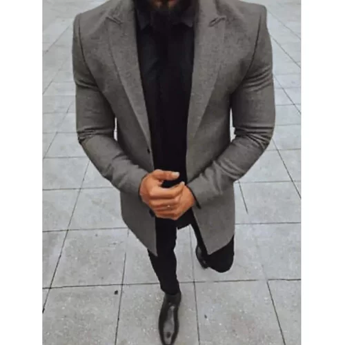 DStreet Men's single-breasted coat, dark gray CX0430z