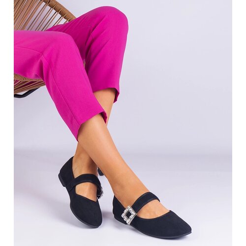 Gemre Black ballerinas adorned with a buckle with crystals Demetra Cene