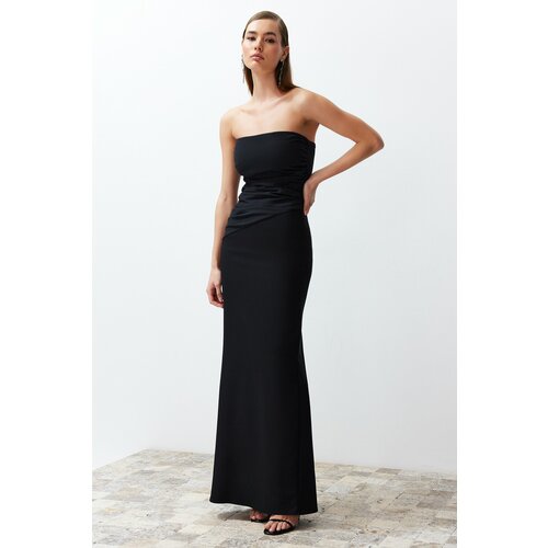 Trendyol Black Body-Sitting Woven Long Evening Dress Cene