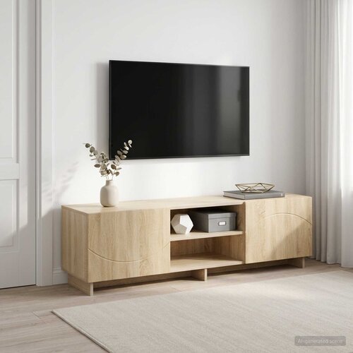  TV stalak 140 x 34,5 x 40 cm Hrast sonoma Konstruirano drvo Slike