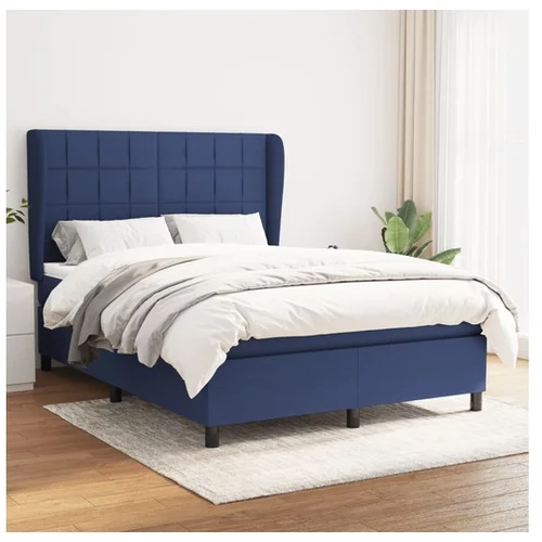 vidaXL Krevet s oprugama i madracem plavi 140 x 190 cm od tkanine