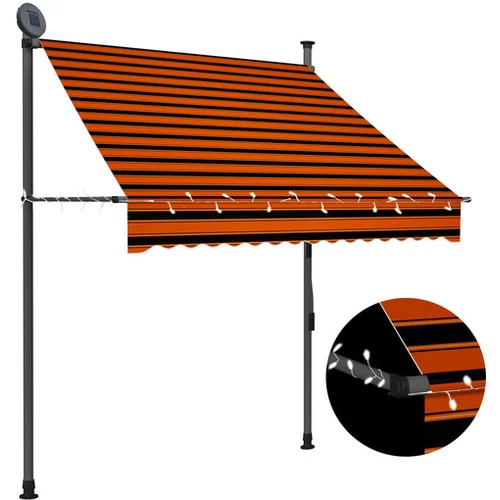  Ročno zložljiva tenda z LED lučmi 150 cm oranžna in rjava