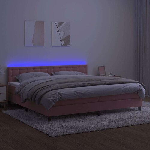  Box spring s madracem LED ružičasti 200x200cm bar&amp;scaron;unasti Slike