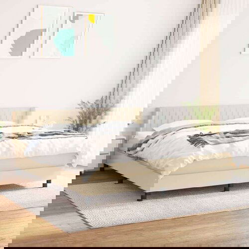  Box spring postelja z vzmetnico krem 180x200 cm blago Cene