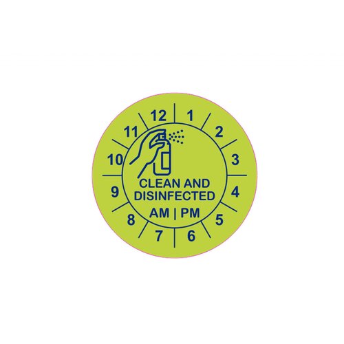  Zelena Nalepke Čisto in Razkuženo Ura (500 kom) - Clean &amp;amp; Disinfected Clock Slike