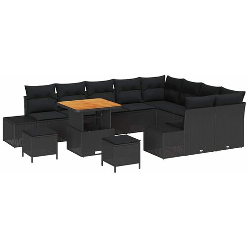 vidaXL Vrtna sedežna garnitura z blazino 12 pcs Črna 80 x 80 x 71 cm, (5000020711) Cene