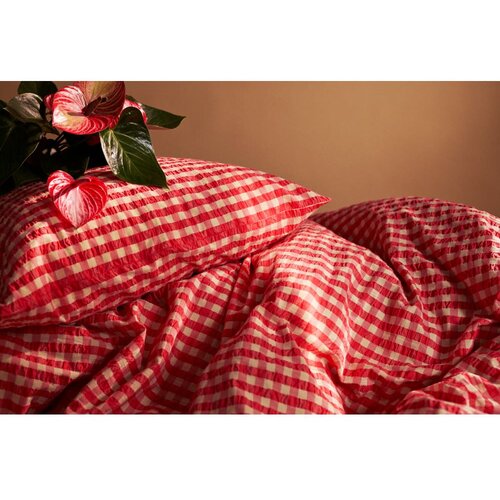 JUNA Rdeča/rumena podalj&amp;scaron;ana posteljnina za zakonsko posteljo iz krepa 200x220 cm B&amp;aelig;k&amp;amp;B&amp;oslash;lge &amp;ndash; Slike